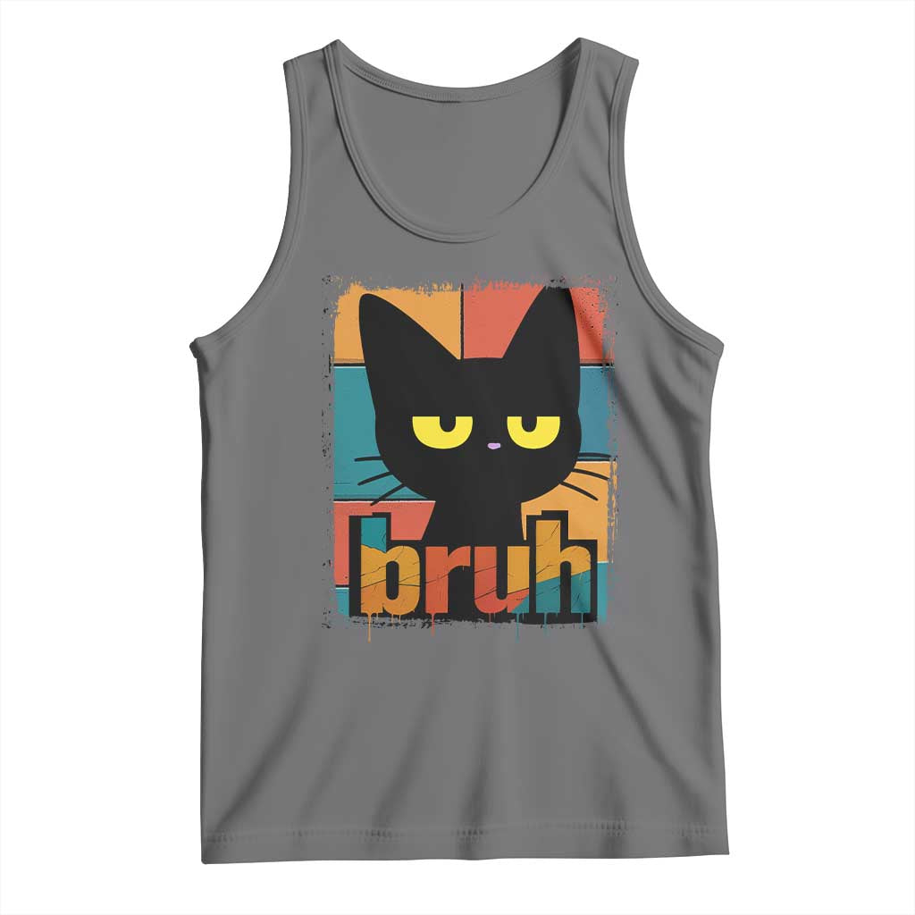 Funny Black Cat Bruh Meme Tank Top Funny Black Cat - Wonder Print Shop