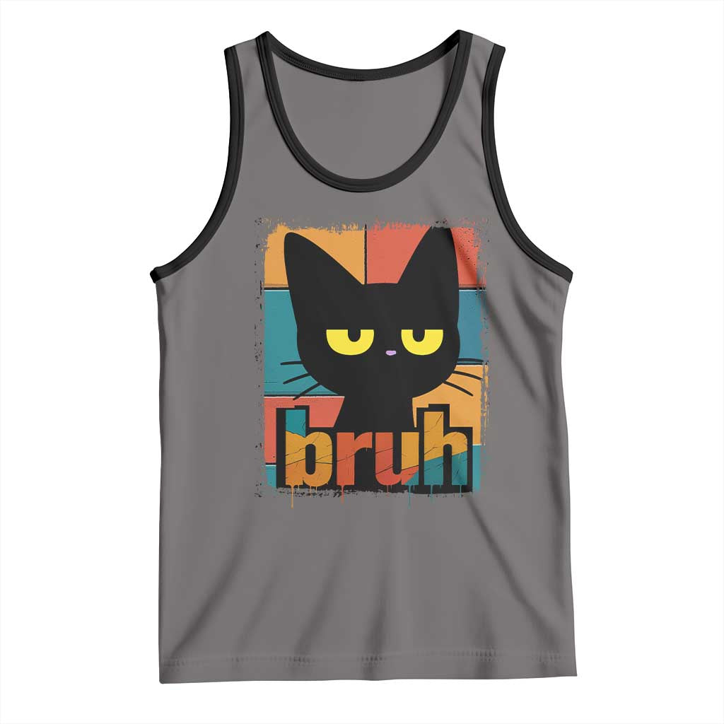 Funny Black Cat Bruh Meme Tank Top Funny Black Cat - Wonder Print Shop