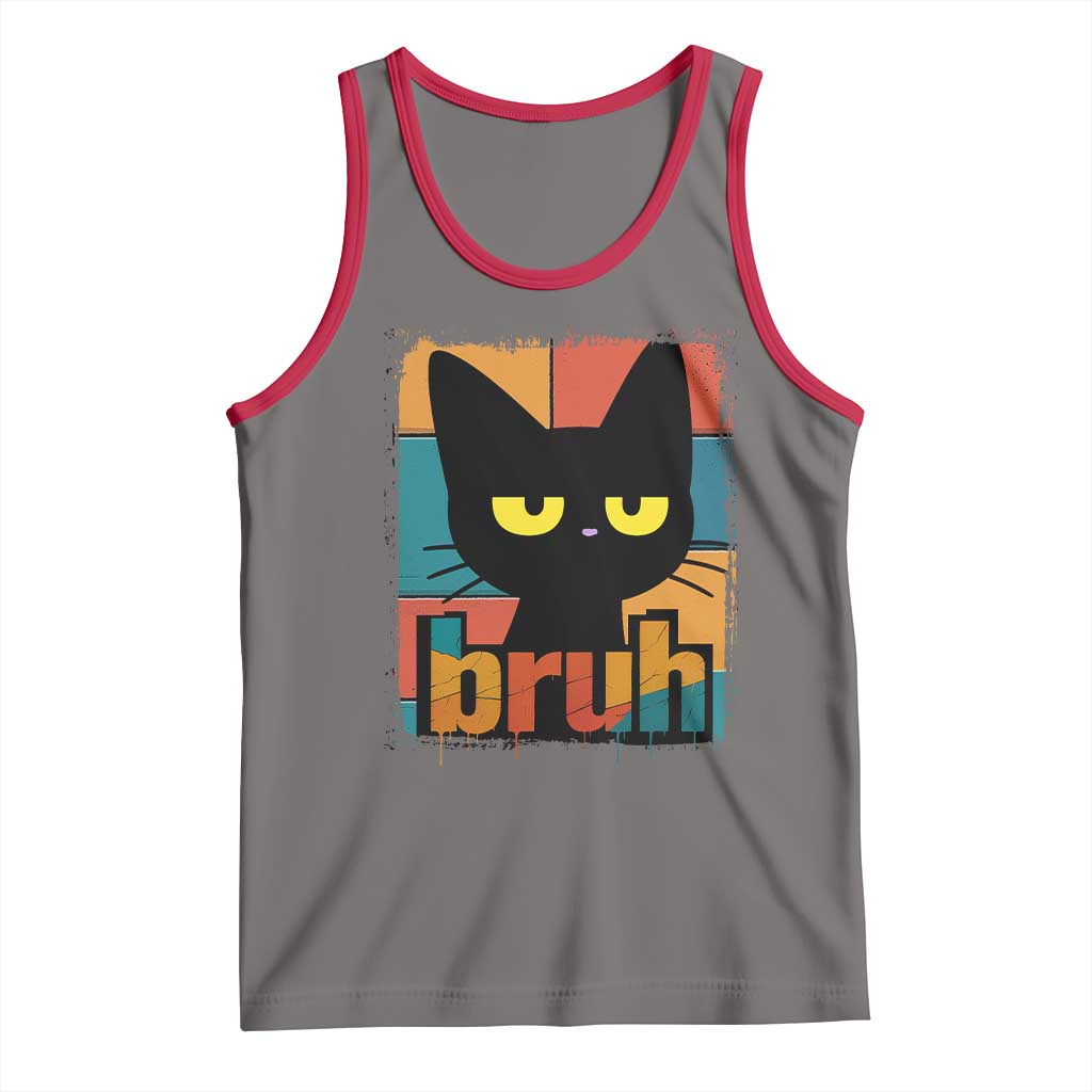 Funny Black Cat Bruh Meme Tank Top Funny Black Cat - Wonder Print Shop