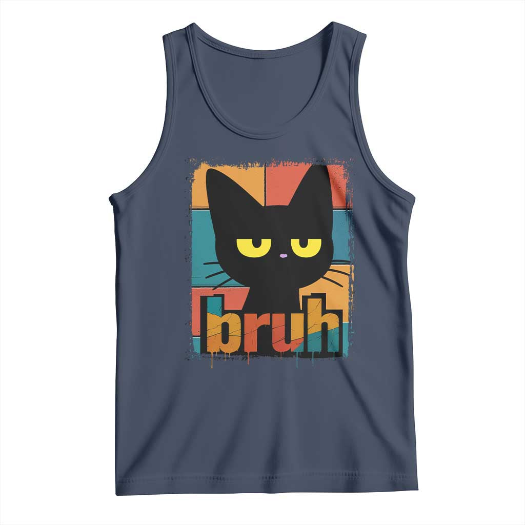 Funny Black Cat Bruh Meme Tank Top Funny Black Cat - Wonder Print Shop