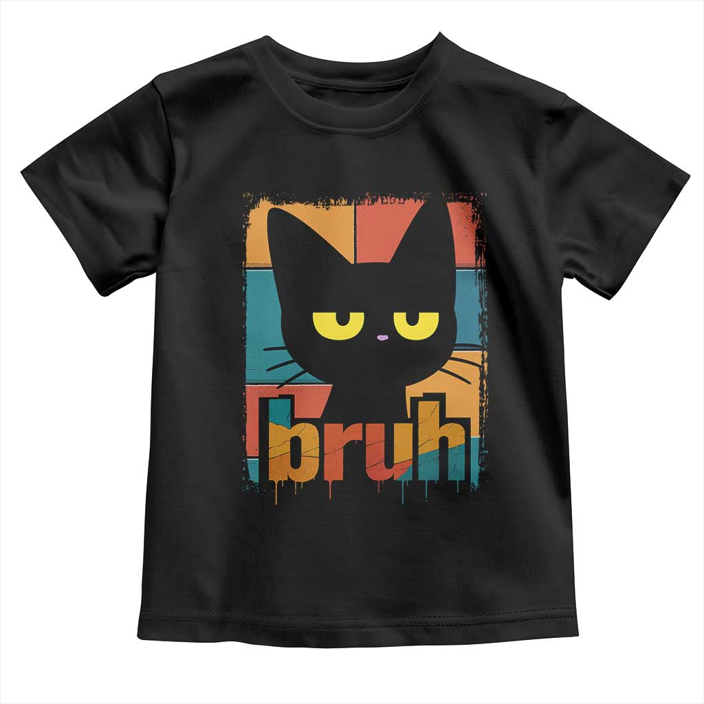 Funny Black Cat Bruh Meme Toddler T Shirt Funny Black Cat - Wonder Print Shop