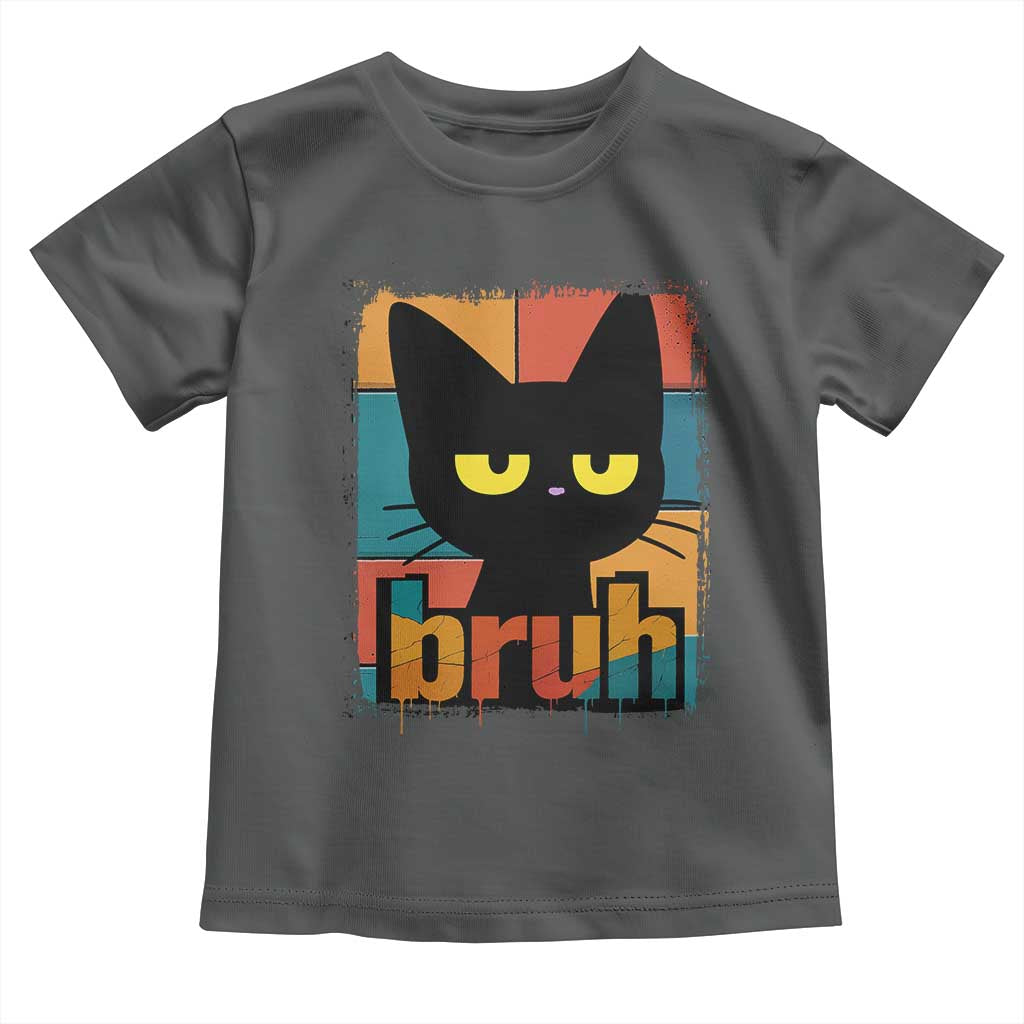 Funny Black Cat Bruh Meme Toddler T Shirt Funny Black Cat - Wonder Print Shop