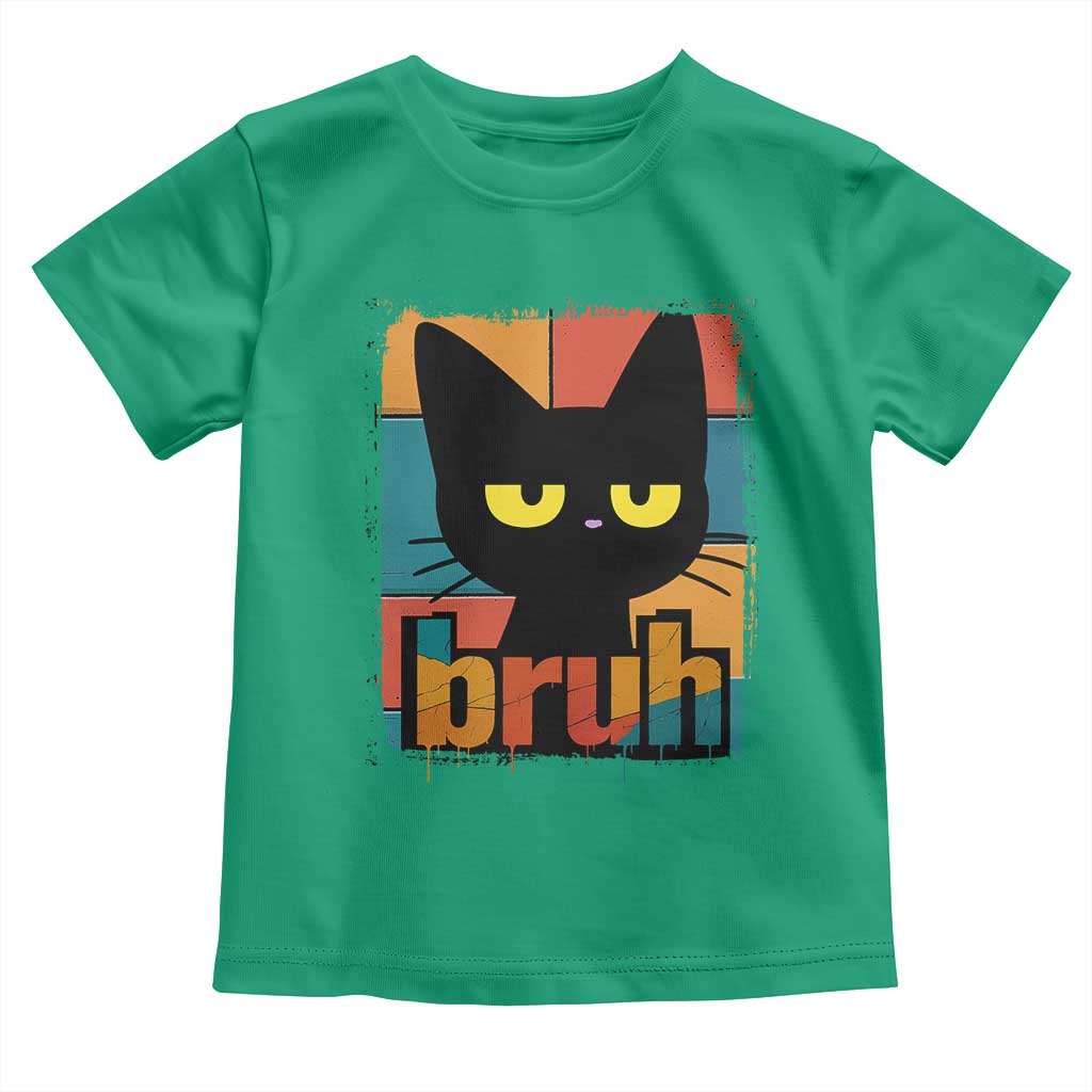 Funny Black Cat Bruh Meme Toddler T Shirt Funny Black Cat - Wonder Print Shop