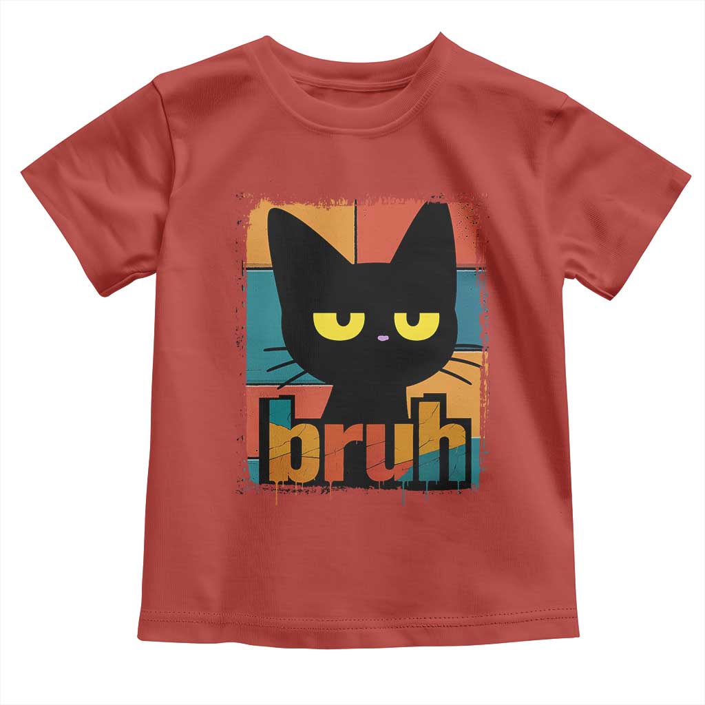 Funny Black Cat Bruh Meme Toddler T Shirt Funny Black Cat - Wonder Print Shop