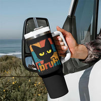 Funny Black Cat Bruh Meme Tumbler With Handle Funny Black Cat - Wonder Print Shop