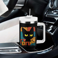 Funny Black Cat Bruh Meme Tumbler With Handle Funny Black Cat - Wonder Print Shop