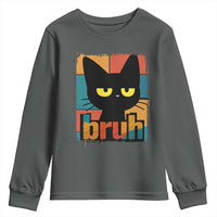 Funny Black Cat Bruh Meme Youth Sweatshirt Funny Black Cat - Wonder Print Shop