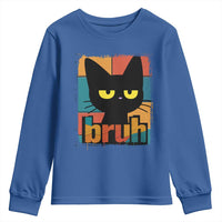 Funny Black Cat Bruh Meme Youth Sweatshirt Funny Black Cat - Wonder Print Shop