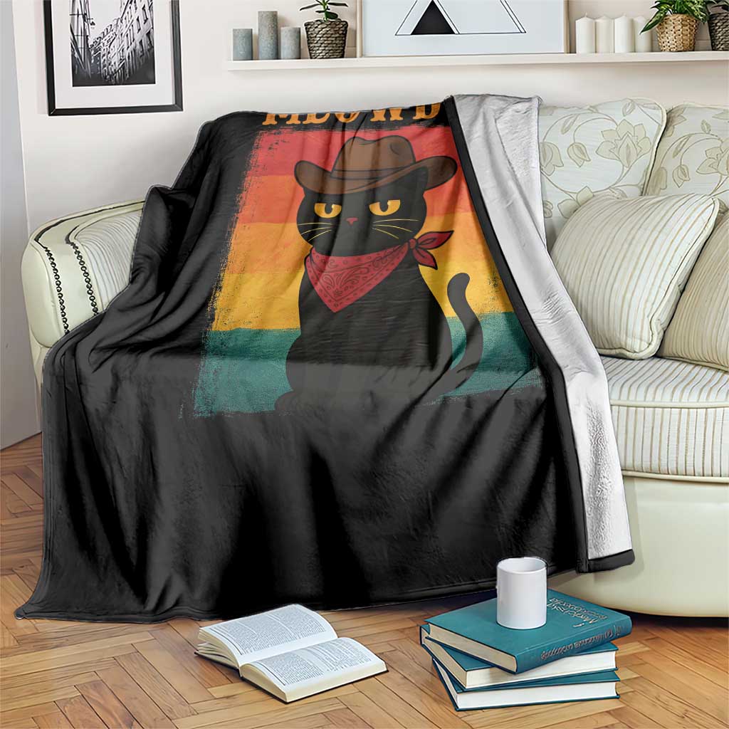 Meowdy Cowboy Cat Throw Blanket Cute Black Kitten Country Western - Wonder Print Shop