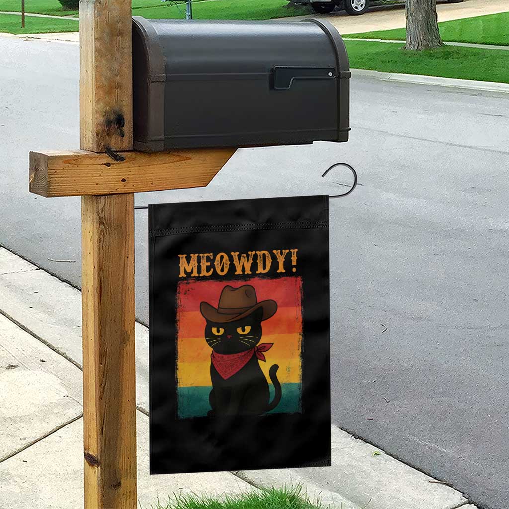 Meowdy Cowboy Cat Garden Flag Cute Black Kitten Country Western - Wonder Print Shop
