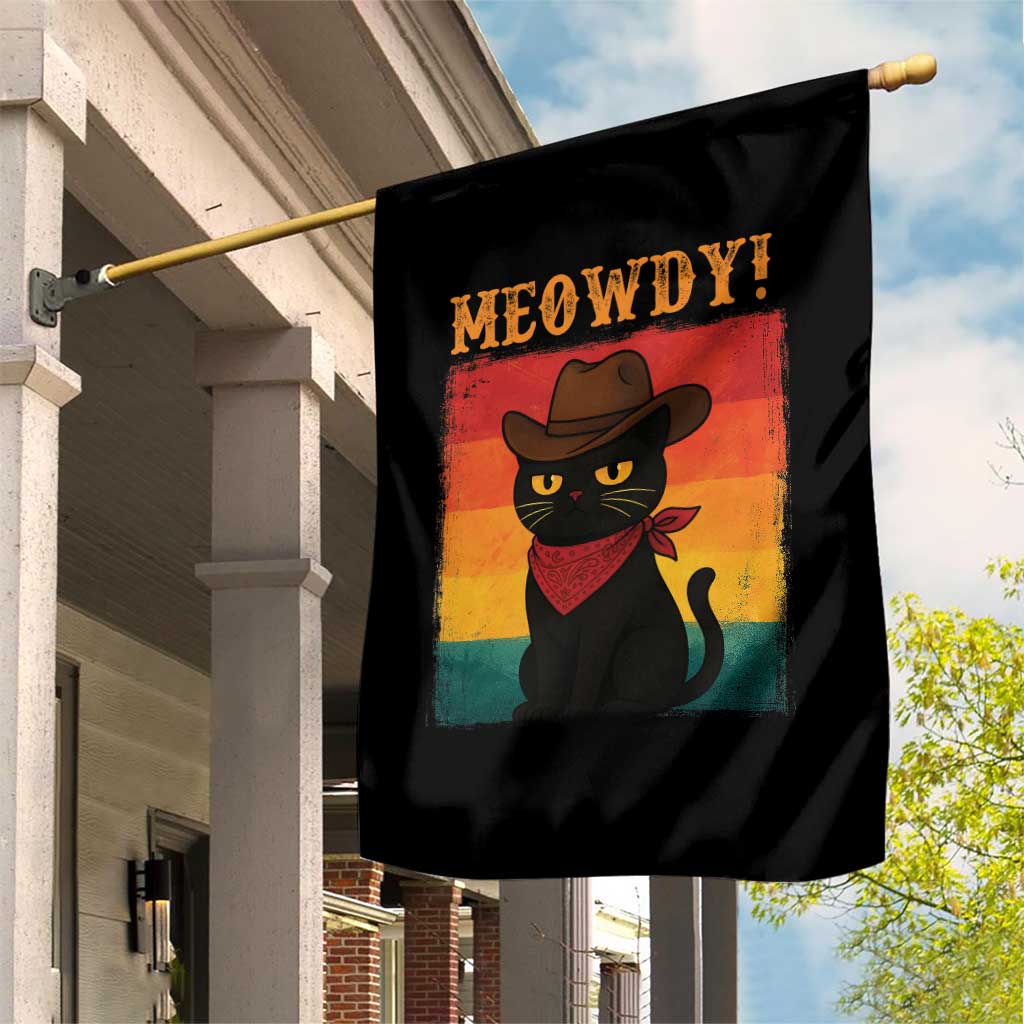 Meowdy Cowboy Cat Garden Flag Cute Black Kitten Country Western - Wonder Print Shop