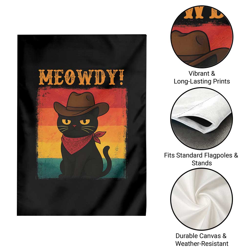 Meowdy Cowboy Cat Garden Flag Cute Black Kitten Country Western - Wonder Print Shop