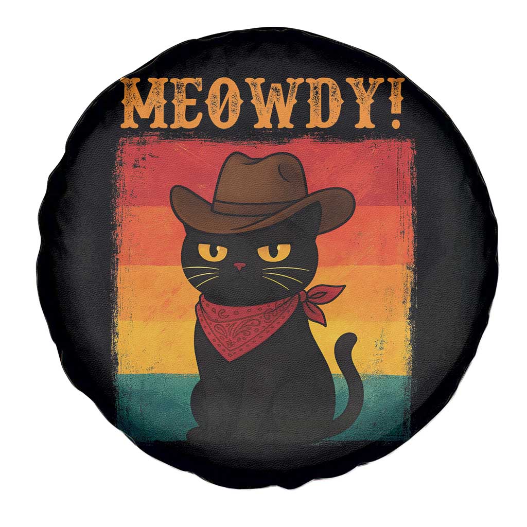 Meowdy Cowboy Cat Spare Tire Cover Cute Black Kitten Country Western - Wonder Print Shop
