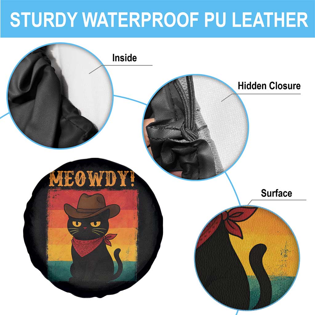 Meowdy Cowboy Cat Spare Tire Cover Cute Black Kitten Country Western - Wonder Print Shop