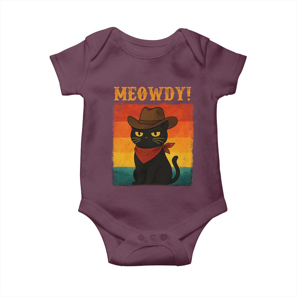 Meowdy Cowboy Cat Baby Onesie Cute Black Kitten Country Western - Wonder Print Shop