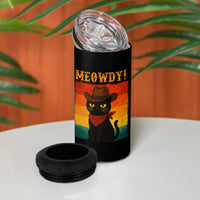 Meowdy Cowboy Cat 4 in 1 Can Cooler Tumbler Cute Black Kitten Country Western - Wonder Print Shop