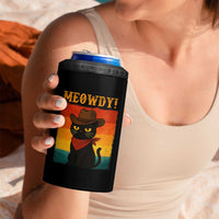 Meowdy Cowboy Cat 4 in 1 Can Cooler Tumbler Cute Black Kitten Country Western - Wonder Print Shop