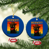 Meowdy Cowboy Cat Ceramic Ornament Cute Black Kitten Country Western - Wonder Print Shop
