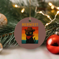 Meowdy Cowboy Cat Ceramic Ornament Cute Black Kitten Country Western - Wonder Print Shop