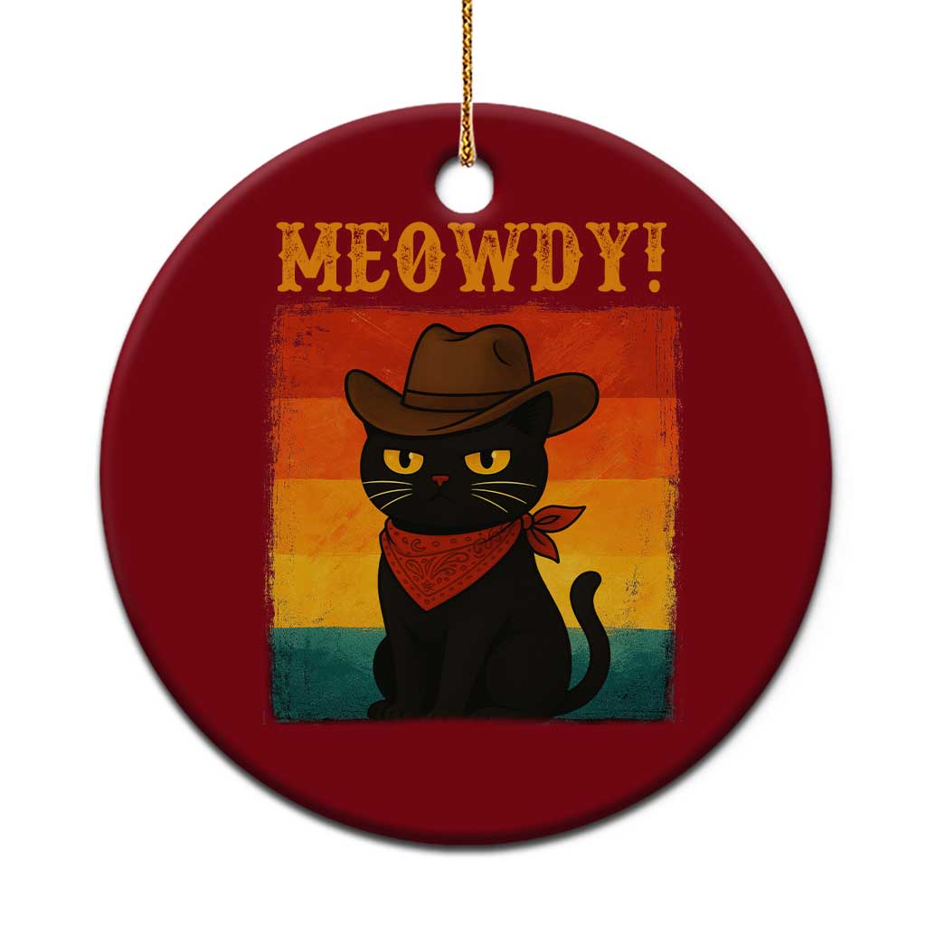 Meowdy Cowboy Cat Ceramic Ornament Cute Black Kitten Country Western - Wonder Print Shop