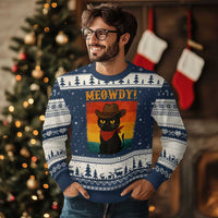 Meowdy Cowboy Cat Ugly Christmas Sweater Cute Black Kitten Country Western - Wonder Print Shop