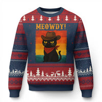 Meowdy Cowboy Cat Ugly Christmas Sweater Cute Black Kitten Country Western - Wonder Print Shop