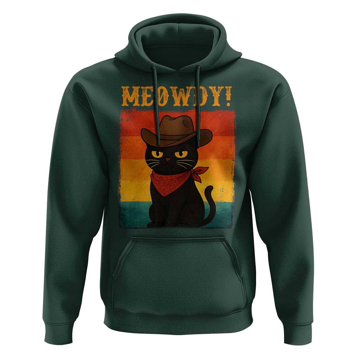 Meowdy Cowboy Cat Hoodie Cute Black Kitten Country Western - Wonder Print Shop