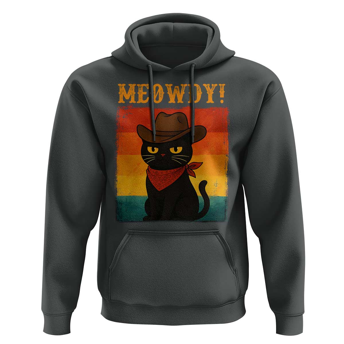 Meowdy Cowboy Cat Hoodie Cute Black Kitten Country Western - Wonder Print Shop