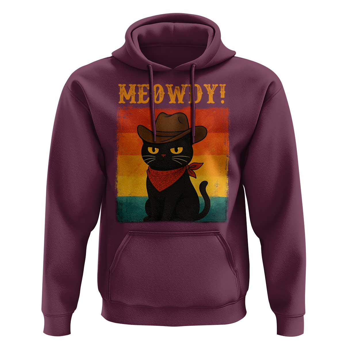 Meowdy Cowboy Cat Hoodie Cute Black Kitten Country Western - Wonder Print Shop