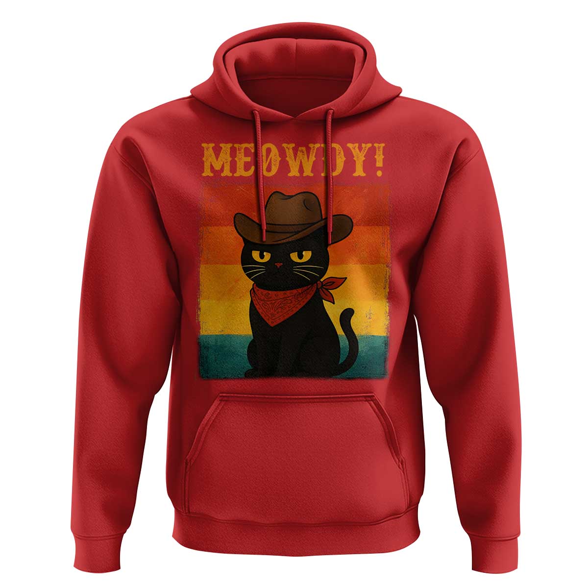 Meowdy Cowboy Cat Hoodie Cute Black Kitten Country Western - Wonder Print Shop