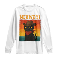 Meowdy Cowboy Cat Long Sleeve Shirt Cute Black Kitten Country Western - Wonder Print Shop