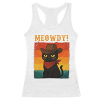 Meowdy Cowboy Cat Racerback Tank Top Cute Black Kitten Country Western - Wonder Print Shop