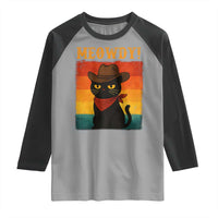 Meowdy Cowboy Cat Raglan Shirt Cute Black Kitten Country Western - Wonder Print Shop