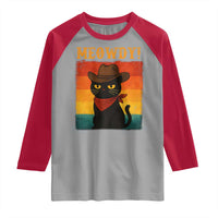 Meowdy Cowboy Cat Raglan Shirt Cute Black Kitten Country Western - Wonder Print Shop