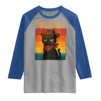 Meowdy Cowboy Cat Raglan Shirt Cute Black Kitten Country Western - Wonder Print Shop
