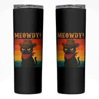 Meowdy Cowboy Cat Skinny Tumbler Cute Black Kitten Country Western - Wonder Print Shop