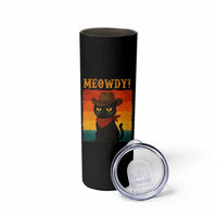 Meowdy Cowboy Cat Skinny Tumbler Cute Black Kitten Country Western - Wonder Print Shop