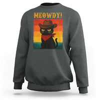 Meowdy Cowboy Cat Sweatshirt Cute Black Kitten Country Western - Wonder Print Shop