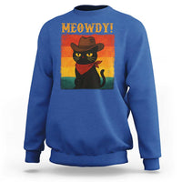 Meowdy Cowboy Cat Sweatshirt Cute Black Kitten Country Western - Wonder Print Shop
