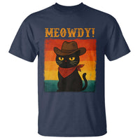 Meowdy Cowboy Cat T Shirt Cute Black Kitten Country Western - Wonder Print Shop