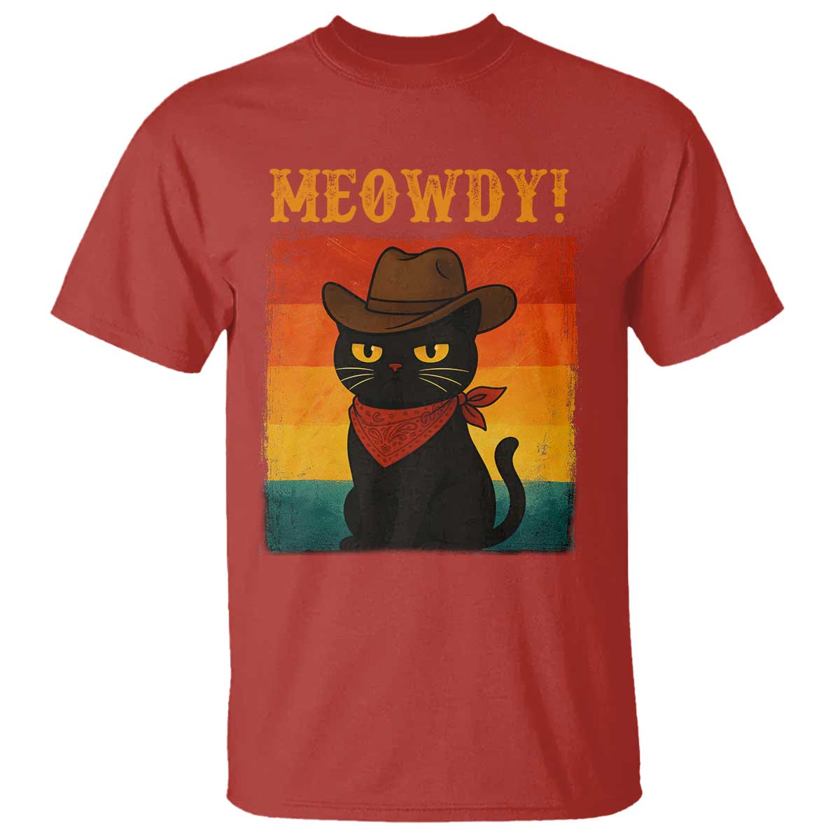 Meowdy Cowboy Cat T Shirt Cute Black Kitten Country Western - Wonder Print Shop