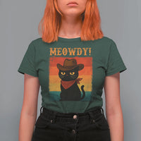 Meowdy Cowboy Cat T Shirt For Women Cute Black Kitten Country Western - Wonder Print Shop