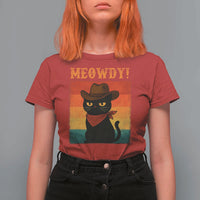 Meowdy Cowboy Cat T Shirt For Women Cute Black Kitten Country Western - Wonder Print Shop