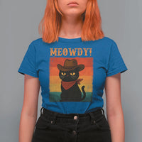 Meowdy Cowboy Cat T Shirt For Women Cute Black Kitten Country Western - Wonder Print Shop