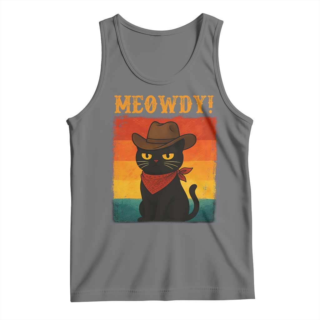 Meowdy Cowboy Cat Tank Top Cute Black Kitten Country Western - Wonder Print Shop