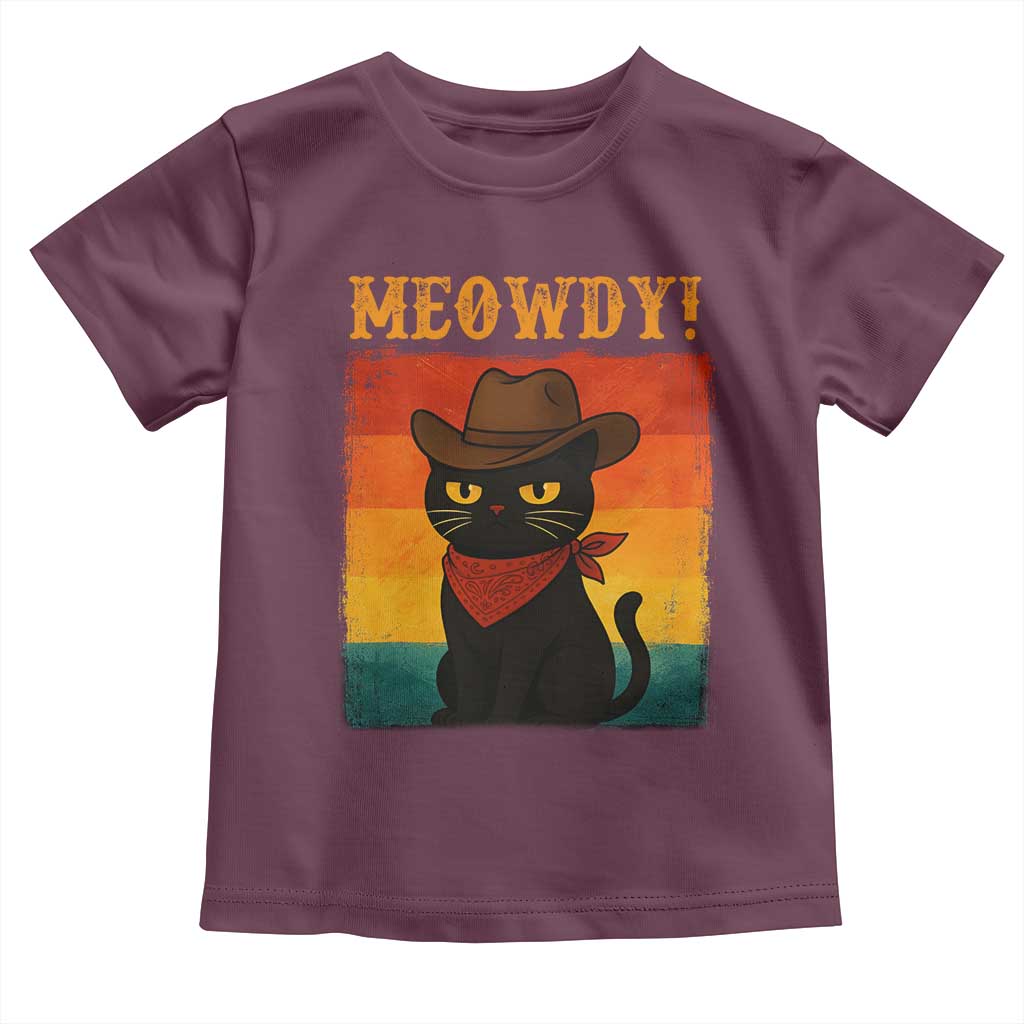 Meowdy Cowboy Cat Toddler T Shirt Cute Black Kitten Country Western - Wonder Print Shop