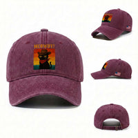 Meowdy Cowboy Cat Washed Cotton Baseball Cap Cute Black Kitten Country Western