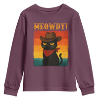 Meowdy Cowboy Cat Youth Sweatshirt Cute Black Kitten Country Western - Wonder Print Shop