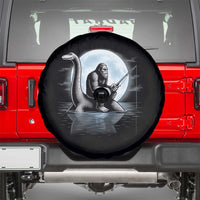 Funny Bigfoot Fishing Spare Tire Cover Sasquatch Riding Nessie Cryptid Moon Night - Wonder Print Shop