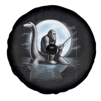 Funny Bigfoot Fishing Spare Tire Cover Sasquatch Riding Nessie Cryptid Moon Night - Wonder Print Shop